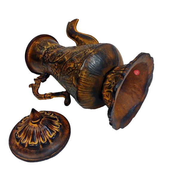 Vintage Style Heavy Metal Rusty Dragon Handled Pitcher 13" Kitchen Garden Atrium - Picture 3 of 11